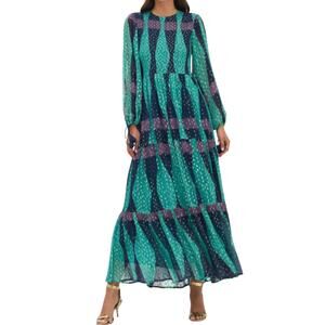 NEW Oliphant Smocked Top Long Sleeve Maxi Dress in Eggplant Tarot Size: XS